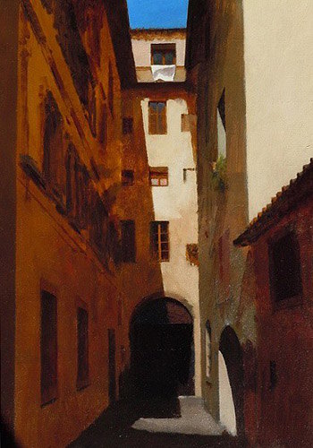 カズヒコカケガワ油彩画,街角、風景,イタリア